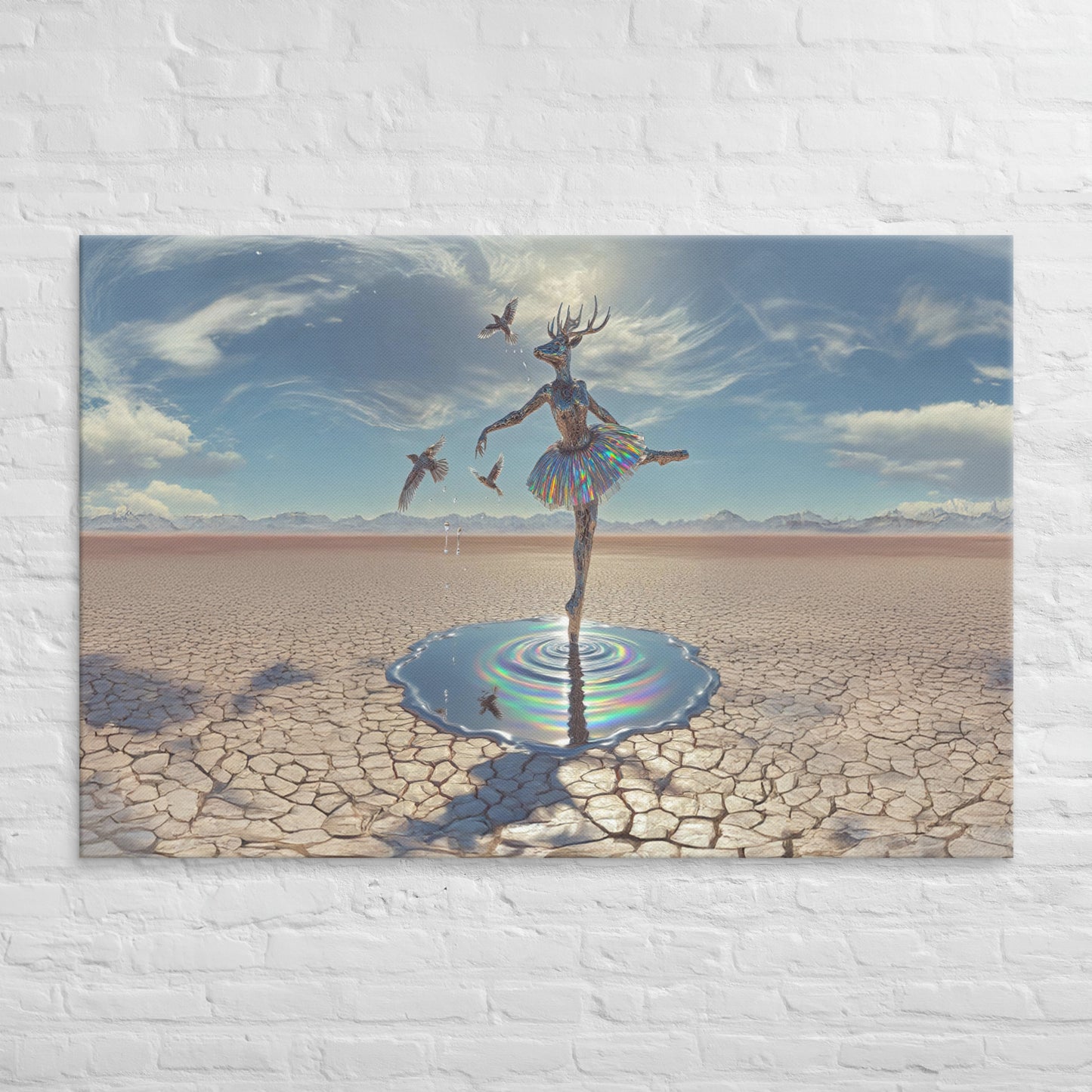 Deer Ballerina Canvas Wall Art | Surreal Fantasy Print | Large Sizes