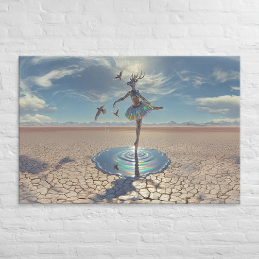 Deer Ballerina Canvas Wall Art | Surreal Fantasy Print | Large Sizes