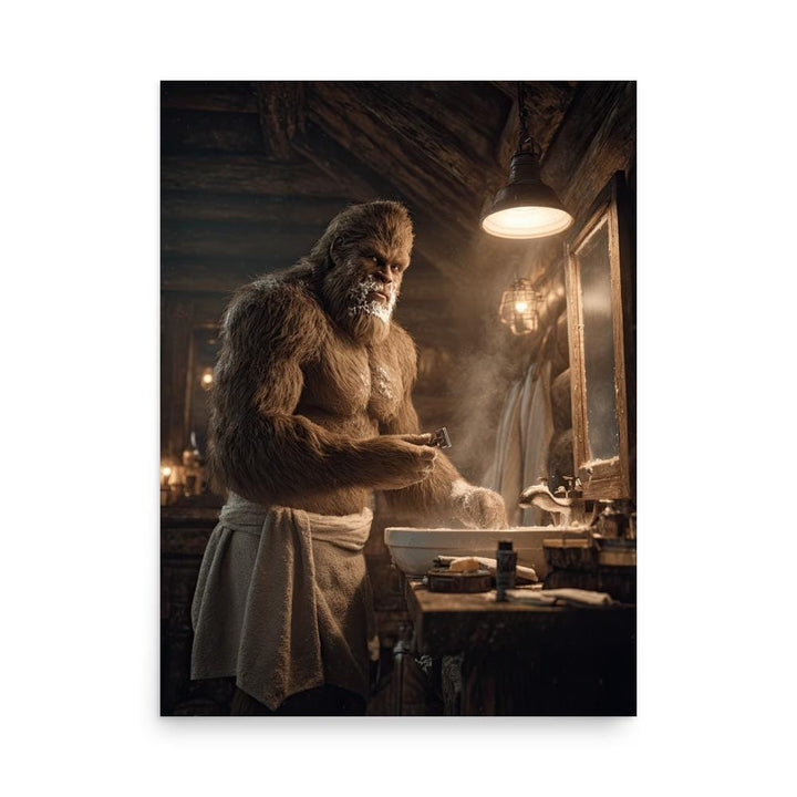 Bigfoot Rustic Bathroom Poster | Smoky Mountains Cabin Wall Art | Sasquatch Lodge Décor | Funny Bathroom Print