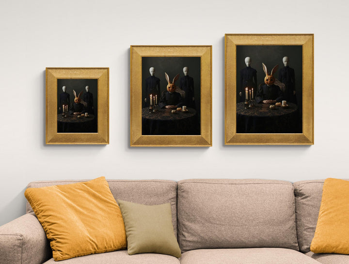 Pumpkin Head Rabbit Poster | Weirdcore Halloween Wall Art