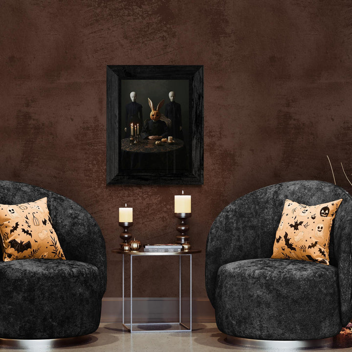 Pumpkin Head Rabbit Poster | Weirdcore Halloween Wall Art