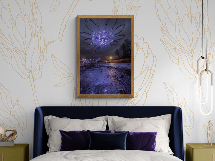 Futuristic surreal flower art glowing with techno-organic details