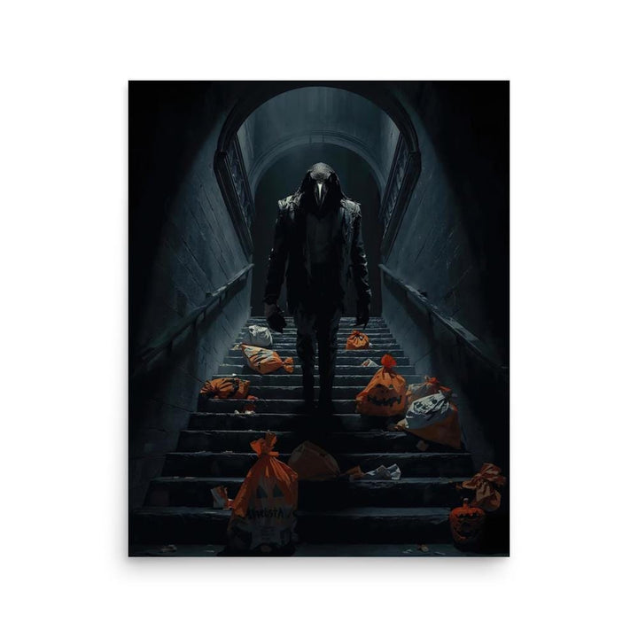Raven in Trench Coat | Poster Print | Surreal Halloween Subway Wall Art