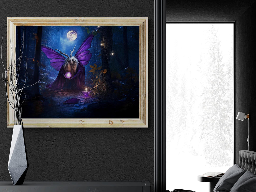 Mystical Moth Art: Gothic Forest Canvas