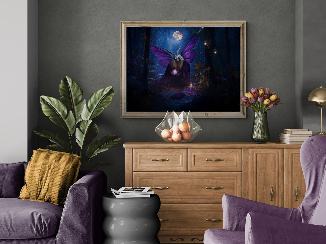 Mystical Moth Art: Gothic Forest Canvas