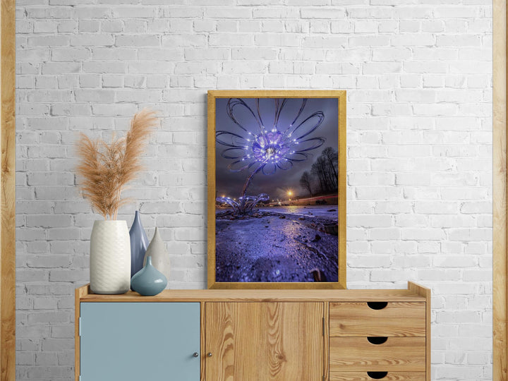 Futuristic surreal flower art glowing with techno-organic details