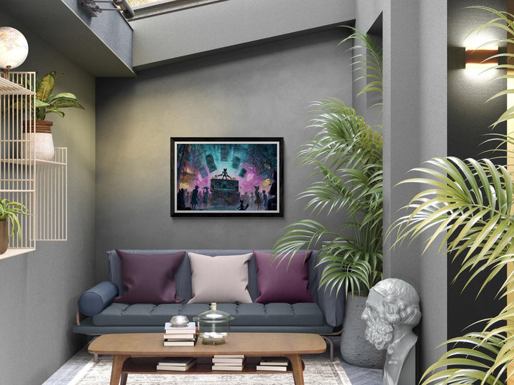 Feline Turntable Cyberpunk Music Master Poster