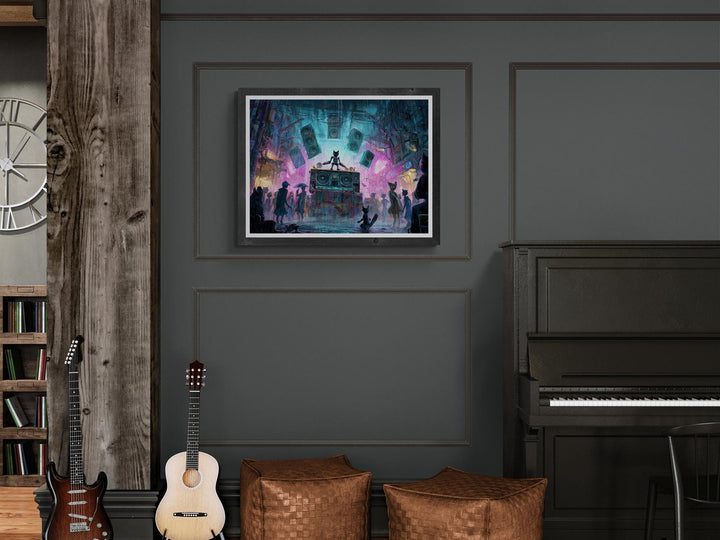 Feline Turntable Cyberpunk Music Master Poster