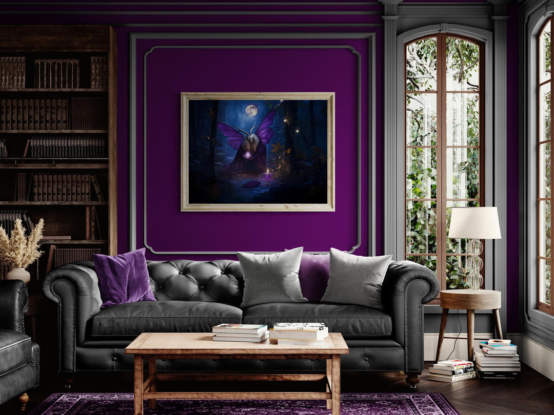 Mystical Moth Art: Gothic Forest Canvas