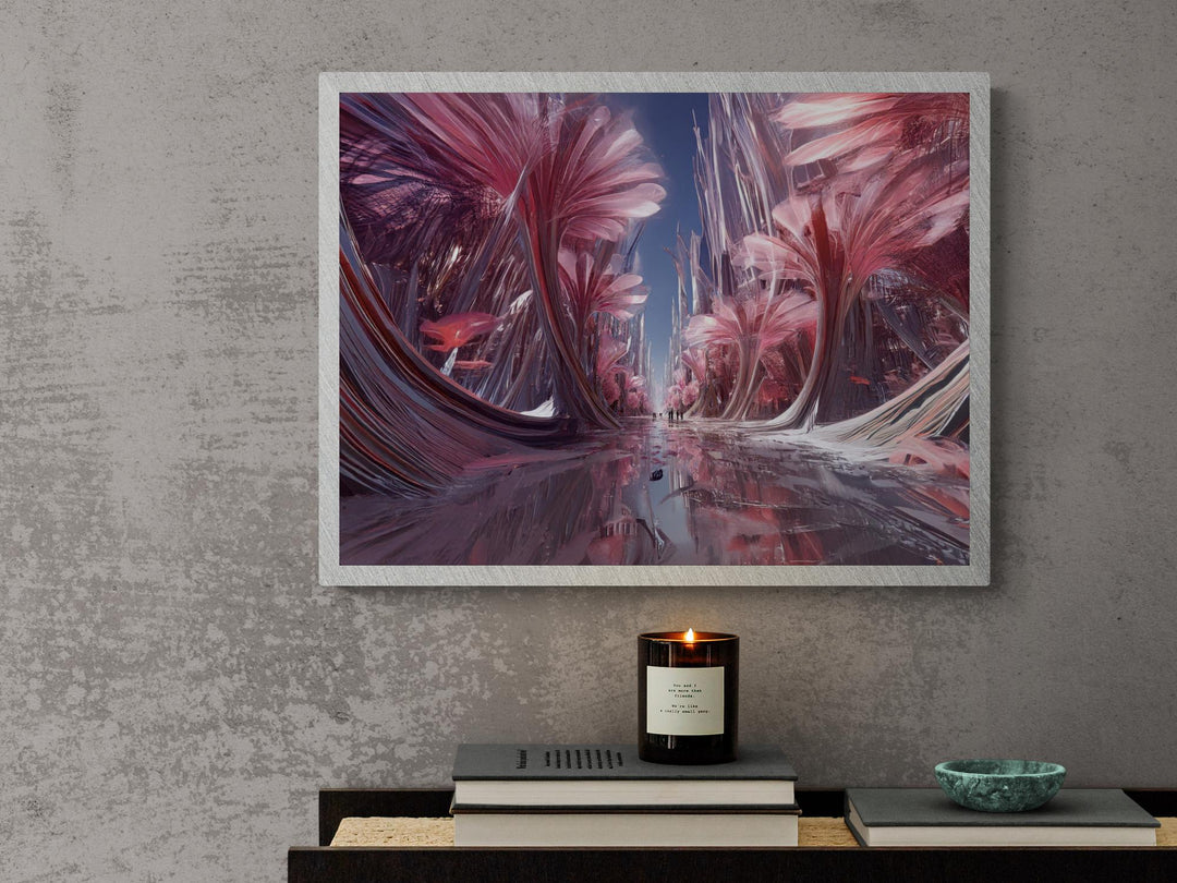 Surreal Pink Flower Art Print | Fantasy Crystal Garden