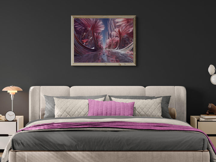 Surreal Pink Flower Art Print | Fantasy Crystal Garden