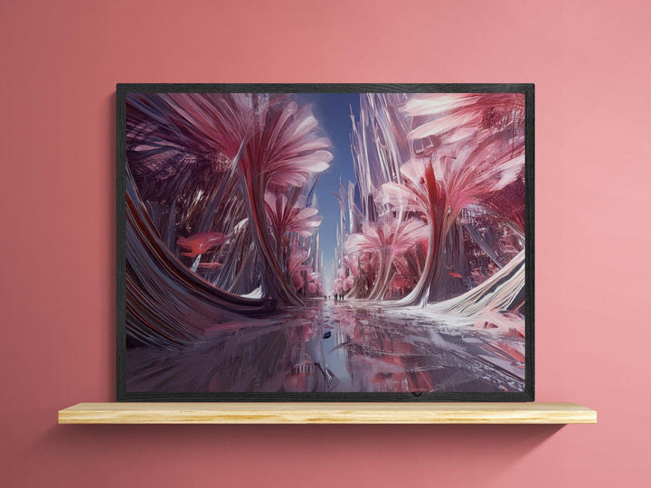Surreal Pink Flower Art Print | Fantasy Crystal Garden