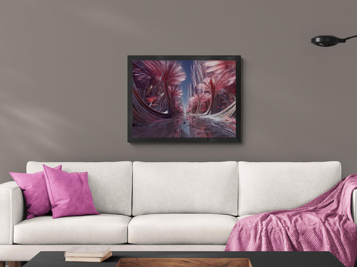 Surreal Pink Flower Art Print | Fantasy Crystal Garden