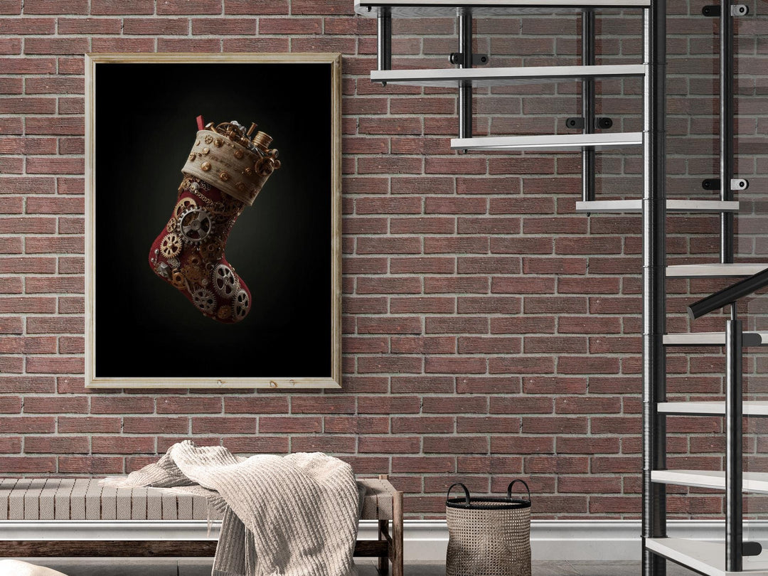 Steampunk Christmas stocking made of gears