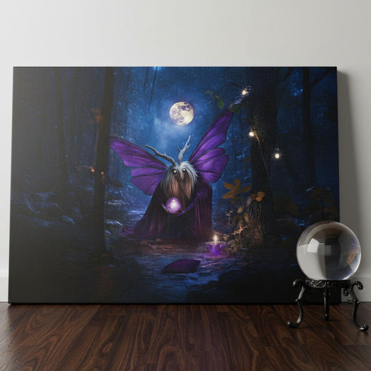 Mystical Moth Art: Gothic Forest Canvas
