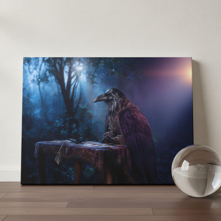 Raven Gothic Tarot Print :  Dark Fantasy Wall Art in Moonlit Forest
