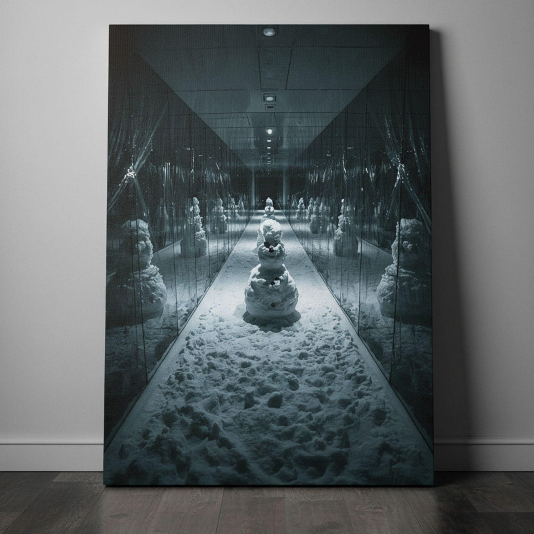 This artwork captures the strange magic of winter—where the familiar becomes uncanny. The snowman transforms into a mysterious guardian of the season, reminding us that even holiday traditions can hold shadows and secrets.