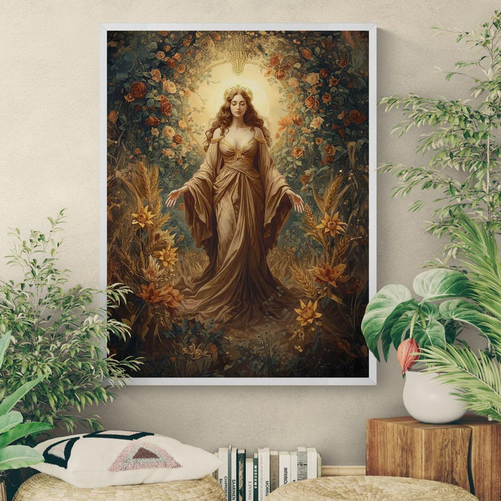 Empress tarot card wall art depicting a serene goddess of abundance and femininity, perfect as a meaningful gift for tarot readers and spiritual seekers.