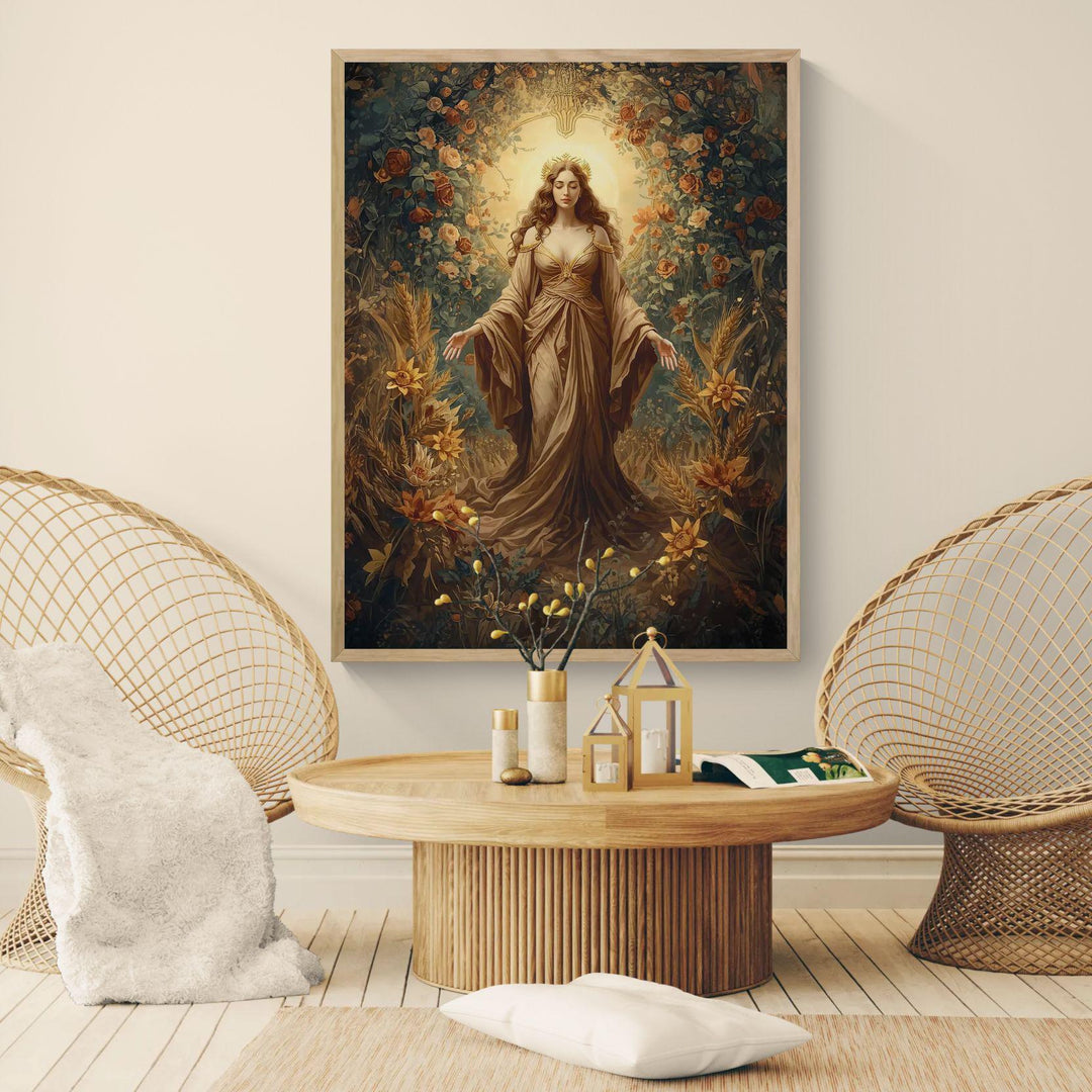 Empress tarot card wall art depicting a serene goddess of abundance and femininity, perfect as a meaningful gift for tarot readers and spiritual seekers.