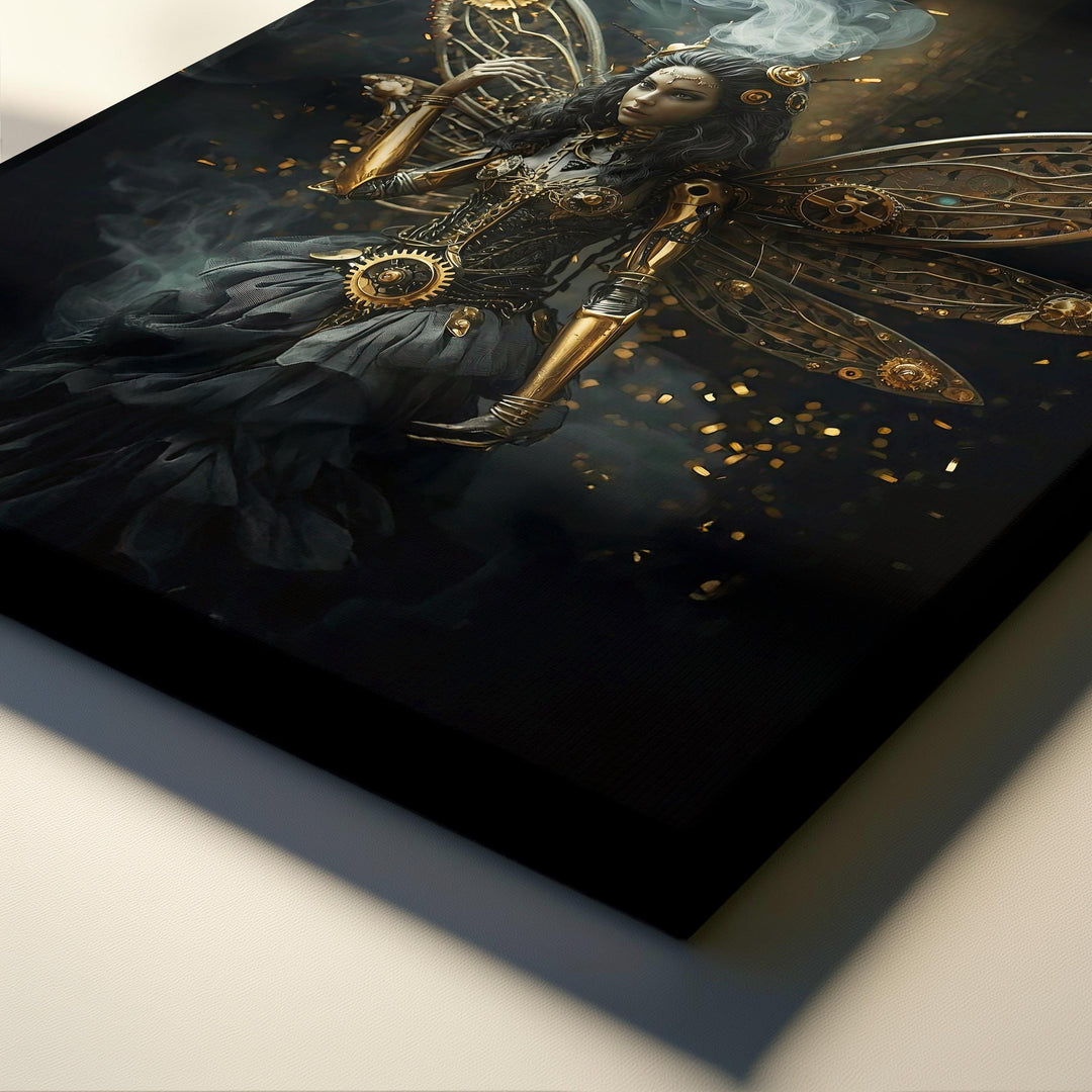 Steampunk Fairy Wall Art  : Clockwork Dark Fantasy Print