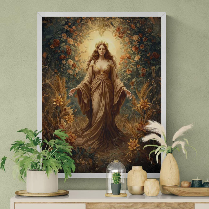 Empress tarot card wall art depicting a serene goddess of abundance and femininity, perfect as a meaningful gift for tarot readers and spiritual seekers.