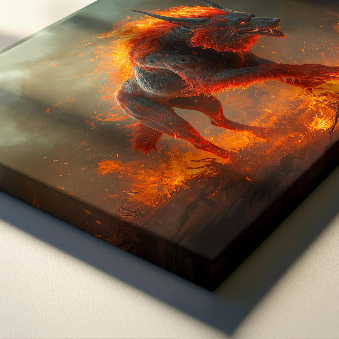 Hellhound Wall Art | Fire Wolf Dark Fantasy