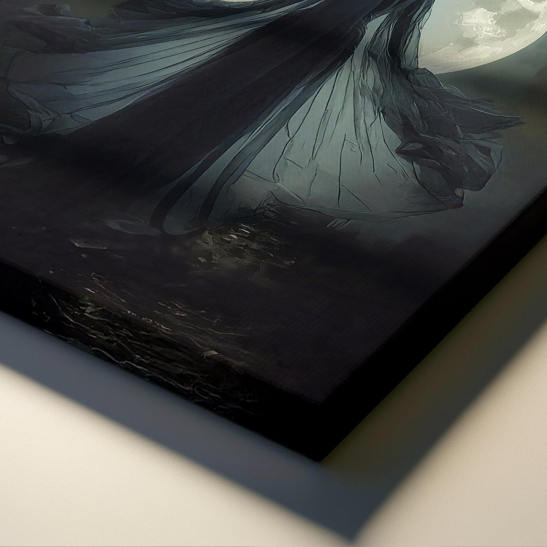 Moon Priestess Art Print, Dark Lunar Goddess Wall Decor