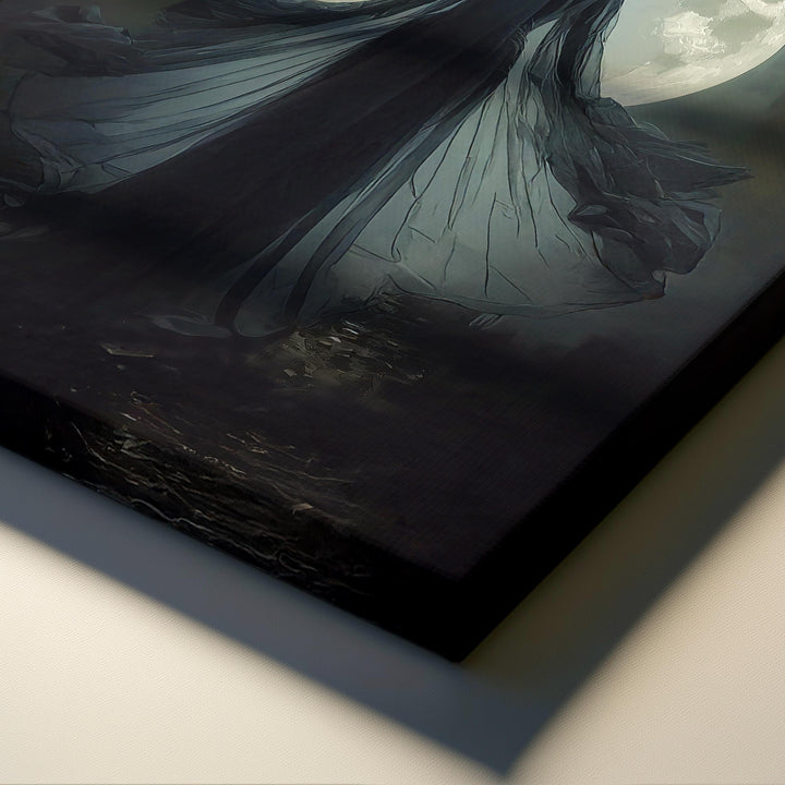 Moon Priestess Art Print, Dark Lunar Goddess Wall Decor