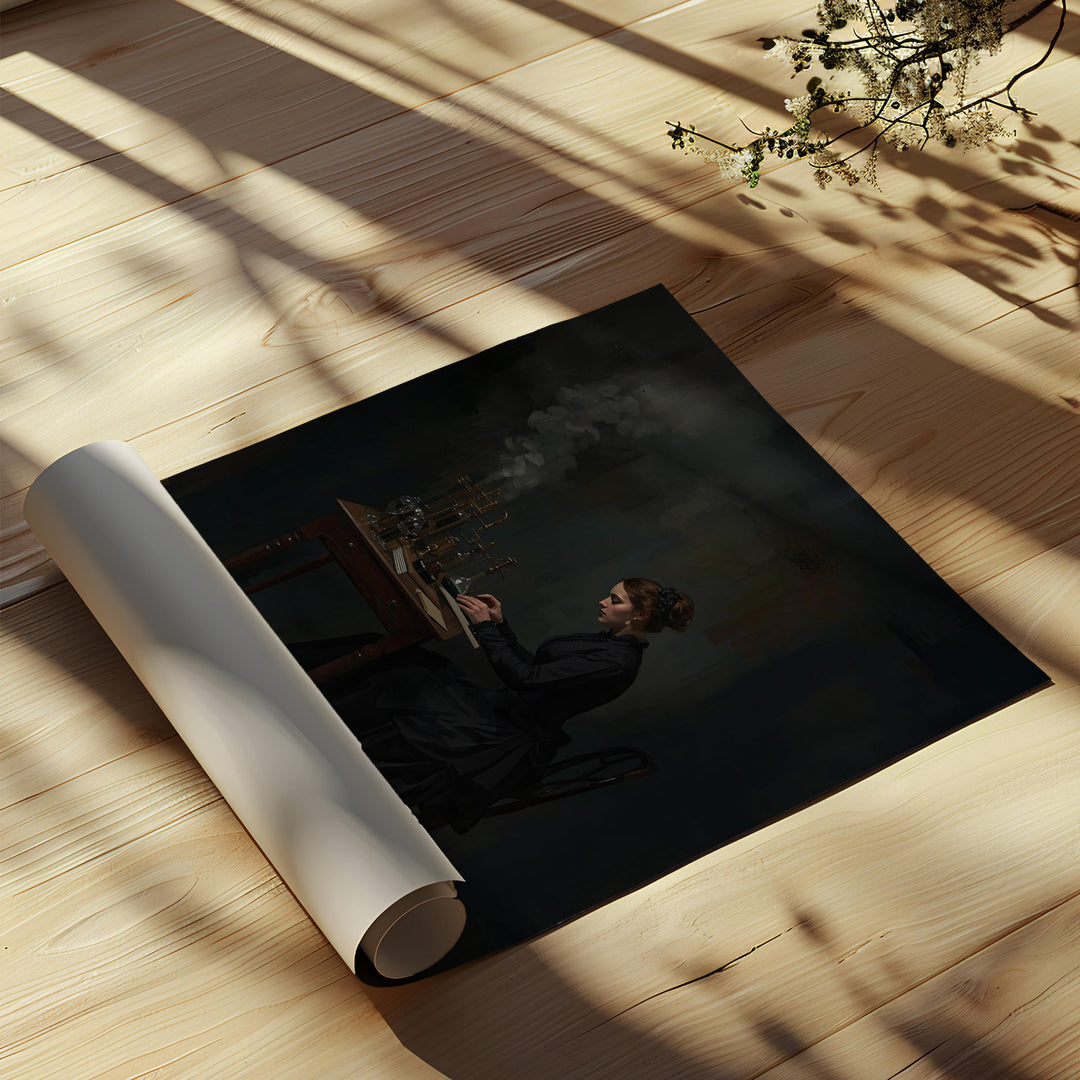 Victorian Alchemist Study Wall Art – Dark Academia Scientist Painting, Gothic Scholar Laboratory Decor