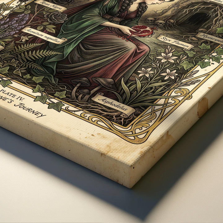 Persephone Dark Academia Art Print: Botanical Mythology Gothic Antique Wall Decor