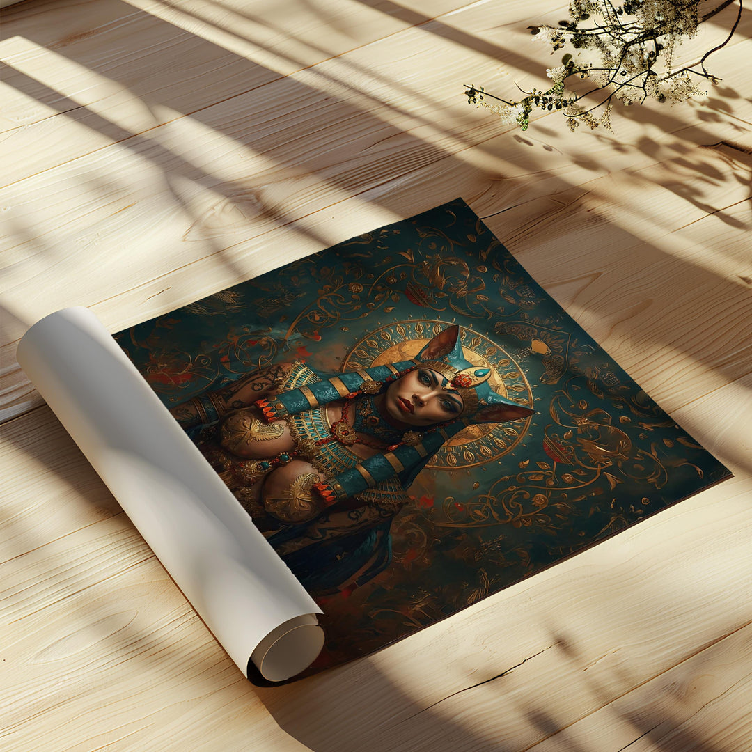 Egyptian Cat Goddess Bastet Art Print - Mystical Ancient Egypt Wall Decor